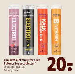 Coop 365 LinusPro elektrolytter eller Balance brusetabletter tilbud