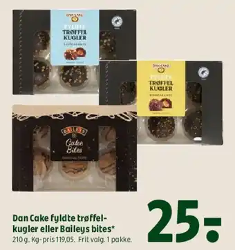 Coop 365 Dan Cake fyldte trøffelkugler eller Baileys bites tilbud