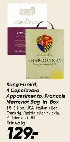 Bilka Kung Fu Girl / Bag-in-Box Chardonnay tilbud