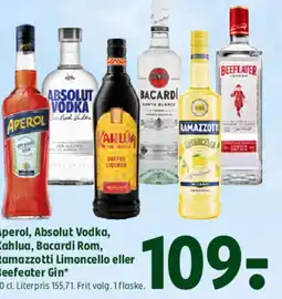 Coop 365 Aperol, Absolut Vodka, Kahlua, Bacardi Rom, Ramazzotti Limoncello eller Beefeater Gin tilbud