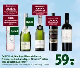 Coop 365 Exhib' Rosé, Duc Royal Blanc de Blancs, Cremant de Haut Mouleyre, Ricarico Prestige eller Bagatella Zinfandel tilbud