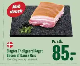 Min Købmand Slagter Theilgaard Røget Bacon af Dansk Gris tilbud