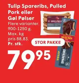 SPAR Tulip Spareribs, Pulled Pork eller Gøl Pølser tilbud