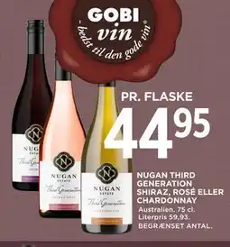 MENY NUGAN THIRD GENERATION SHIRAZ, ROSÉ ELLER CHARDONNAY tilbud