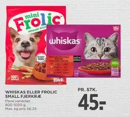 MENY WHISKAS ELLER FROLIC SMALL FJERKRÆ tilbud