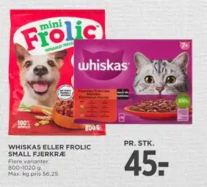 MENY WHISKAS ELLER FROLIC SMALL FJERKRÆ tilbud