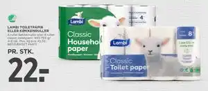 MENY LAMBI TOILETPAPIR ELLER KØKKENRULLER tilbud