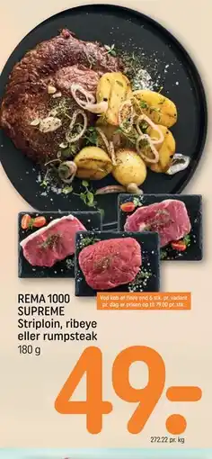 REMA 1000 REMA 1000 SUPREME Striploin, ribeye eller rumpsteak tilbud