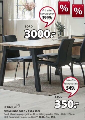 JYSK Skovlunde Bord + ASAA Stol tilbud