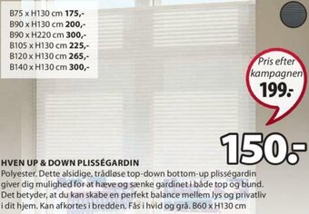 JYSK Hven UP&Down Plisségardin tilbud