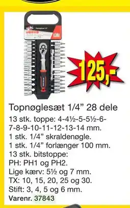 Harald Nyborg Topnøglesæt 1/4” 28 dele tilbud