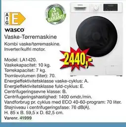 Harald Nyborg wasco Vaske-Tørremaskine tilbud