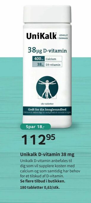 Helsam Unikalk D-vitamin 38 mg tilbud
