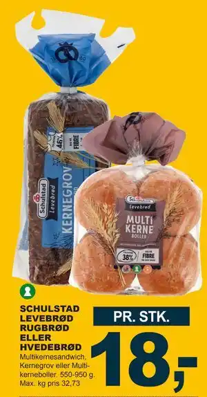 Let-Køb SCHULSTAD LEVEBRØD RUGBRØD ELLER HVEDEBRØD tilbud