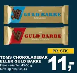 Let-Køb TOMS CHOKOLADEBAR ELLER GULD BARRE tilbud