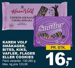 Let-Køb KAREN VOLF SMÅKAGER, BITES, KIKS, VAFLER, FLAGER ELLER COOKIES tilbud