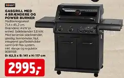 jem & fix Gasgrill med 4 brændere og power burner tilbud