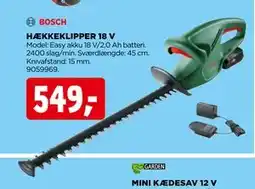jem & fix HÆKKEKLIPPER 18 V tilbud