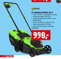 jem & fix PLÆNEKLIPPER 20 V tilbud