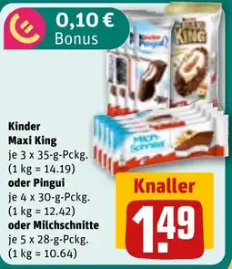 REWE DE Kinder Maxi King oder Pingui oder Milchschnitte tilbud