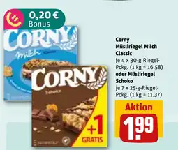 REWE DE Corny Müsliriegel Milch Classic oder Müsliriegel Schoko tilbud