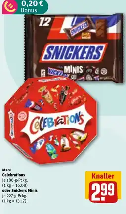 REWE DE Mars Celebrations oder Snickers Minis tilbud