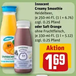 REWE DE Innocent Creamy Smoothie oder Saft Orange tilbud
