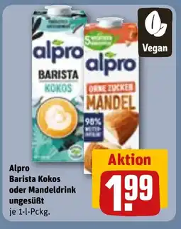 REWE DE Alpro Barista Kokos oder Mandeldrink ungesüßt tilbud