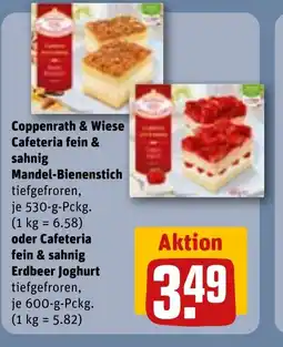 REWE DE Coppenrath & Wiese Cafeteria fein & sahnig Mandel-Bienenstich oder Cafeteria fein & sahnig Erdbeer Joghurt tilbud
