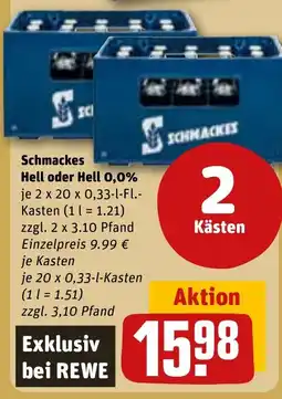 REWE DE Schmackes Hell oder Hell 0,0% tilbud