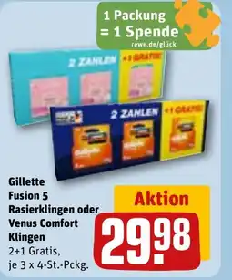 REWE DE Gillette Fusion 5 Rasierklingen oder Venus Comfort Klingen tilbud