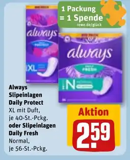 REWE DE Always Slipeinlagen Daily Protect oder Slipeinlagen Daily Fresh tilbud