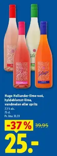 Lidl Hugo (Hollunder-lime / hyldeblomst-lime / vandmelon / spritz) tilbud