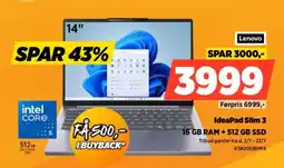 Power Lenovo IdeaPad Slim 3 16 GB RAM + 512 GB SSD tilbud
