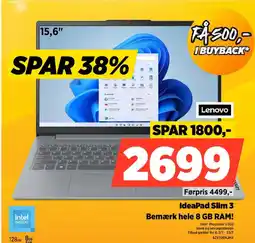 Power Lenovo IdeaPad Slim 3 Bemærk hele 8 GB RAM! tilbud