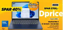 Power Lenovo IdeaPad Slim 316 GB RAM + 512 GB SSD tilbud