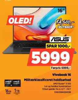 Power Asus Vivobook 16 Militærklassificeret holdbarhed tilbud