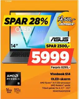 Power Asus Vivobook S14 OLED-skærm tilbud