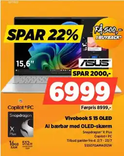 Power Asus Vivobook S 15 OLED Al bærbar med OLED-skærm tilbud
