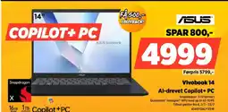 Power Asus Vivobook 14 Al-drevet Copilot+ PC tilbud