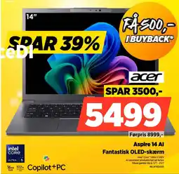 Power Acer Aspire 14 Al Fantastisk OLED-skærm tilbud