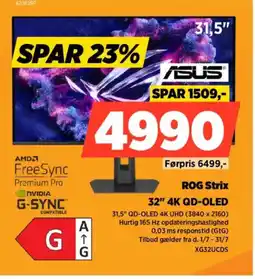 Power Asus ROG Strix 32" 4K QD-OLED tilbud