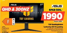 Power Asus TUF Gamingskærm Lynhurtig 300 Hz gaming tilbud