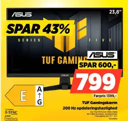 Power Asus TUF Gamingskærm 200 Hz opdateringshastighed tilbud