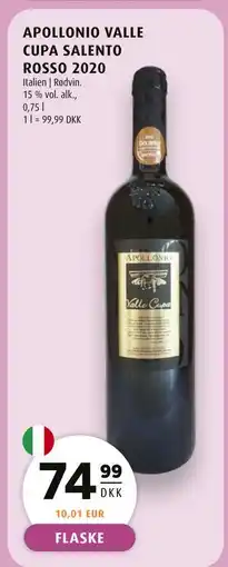 Scandinavian Park APOLLONIO VALLE CUPA SALENTO ROSSO 2020 tilbud