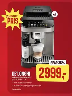 Skousen DE'LONGHI ESPRESSOMASKINE ECAM290.81.TB tilbud