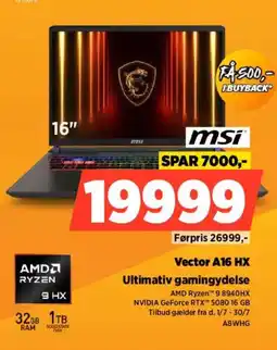Power Msi Vector A16 HX Ultimativ gamingydelse tilbud