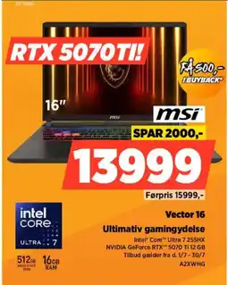 Power Msi Vector 16 Ultimativ gamingydelse tilbud