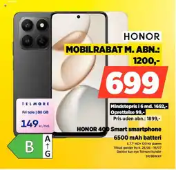 Power Honor Honor 400 Smart smartphone 6500 mAh batteri tilbud