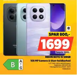Power Redmi Redmi NOTE 15 128GB 108 MP kamera & titan-holdbarhed tilbud